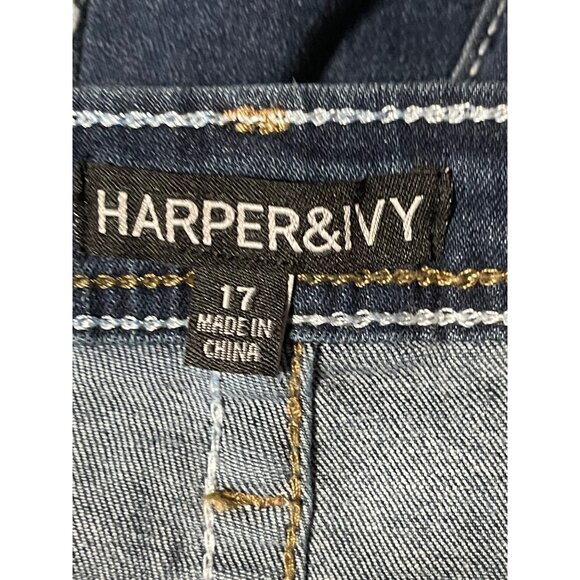 Harper & Ivy Womens Dark Wash Bootcut Jeans Cross Embellished Pockets Size 17JR - Picture 5 of 10